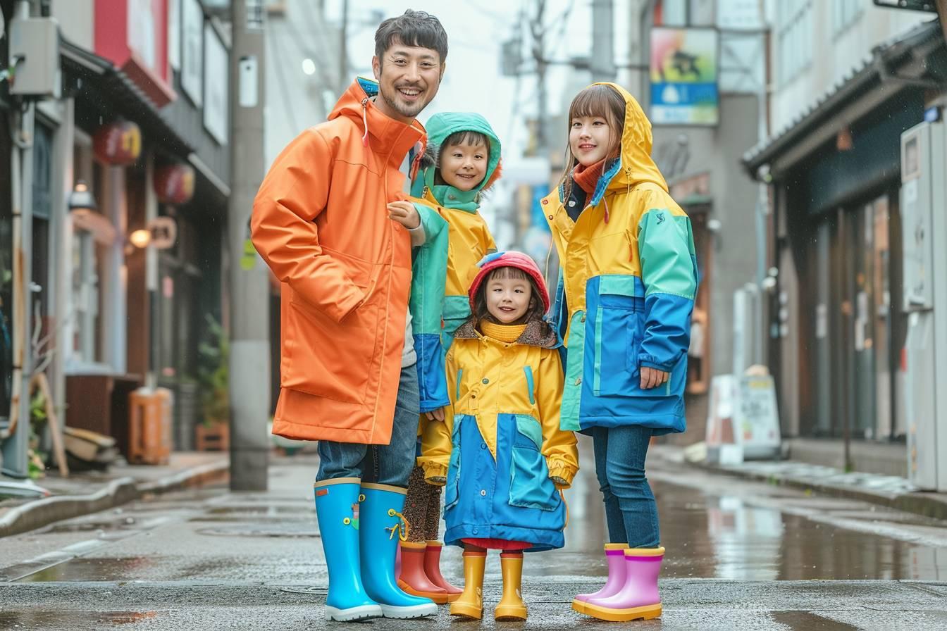 Vêtements kawaii contre la pluie : imperméables, coupe-vent et bottes pour homme, femme et enfant