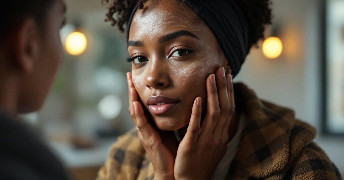 Maquillage professionnel étalé sur une surface élégante, éclairage naturel doux et ambiance éditoriale moderne