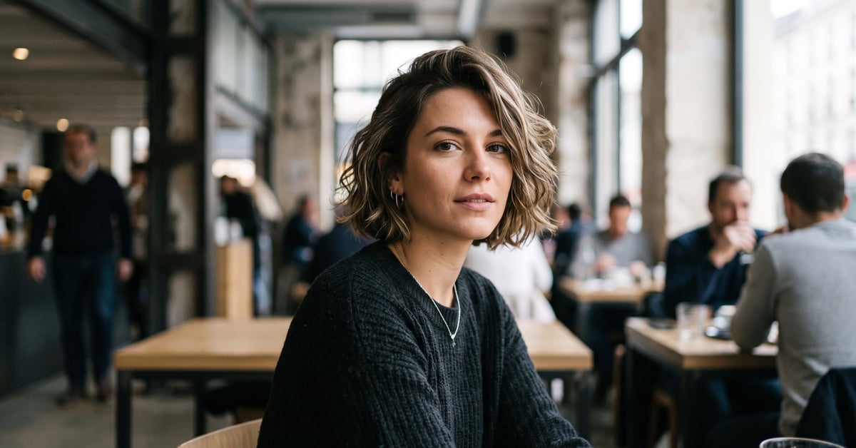 Coiffure femme à la mode : coupe tendance moderne avec finitions soignées et style éditorial
