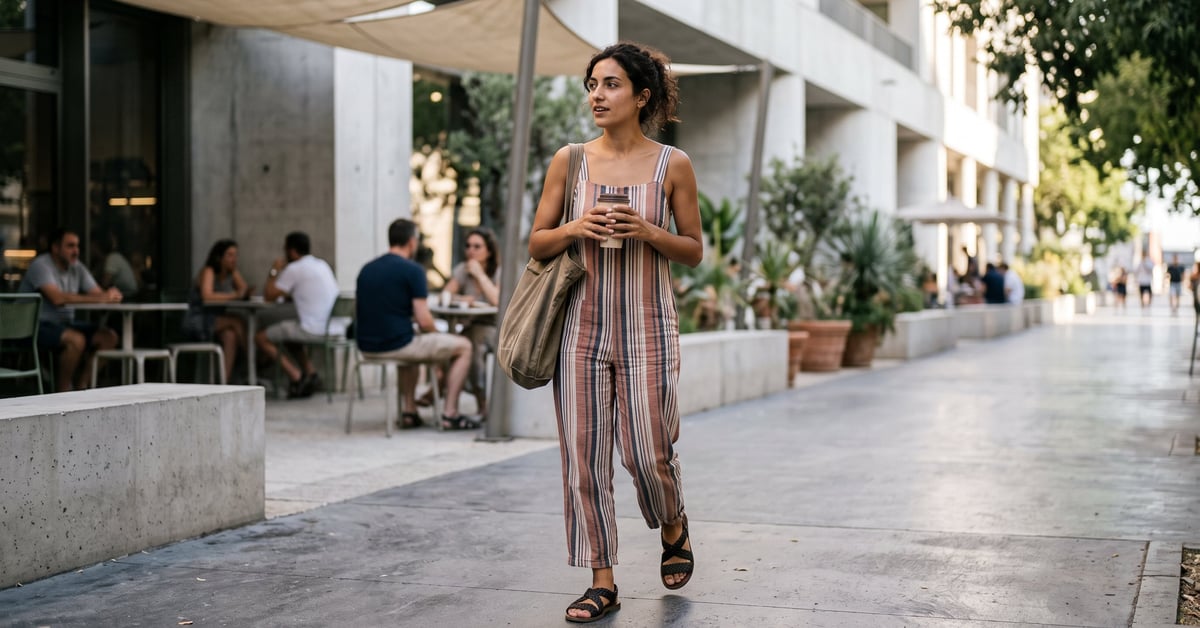 Mode été 2026 femme : tenue tendance légère et élégante en plein air, style éditorial