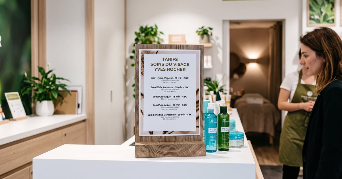 Soin du visage Yves Rocher tarif : traitement beauté en institut avec produits cosmétiques naturels