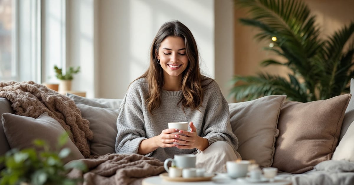 Idées cadeaux bien-être femme : soins, bougies et accessoires relaxants disposés avec soin