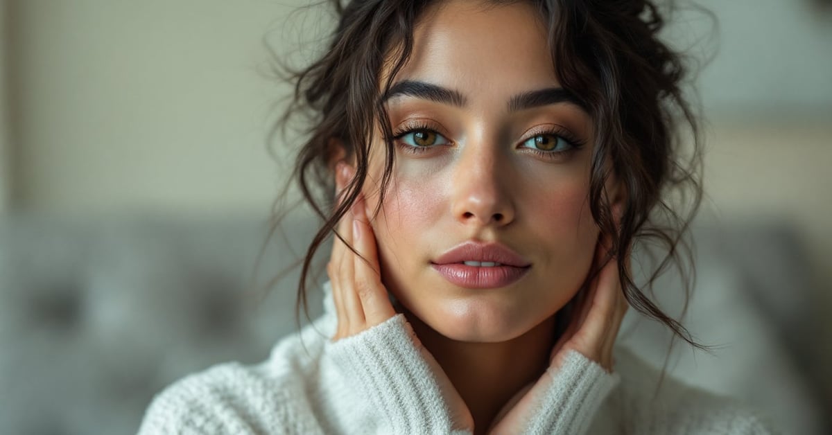 Routine soin du visage naturelle avec produits biologiques sur une peau lumineuse et saine
