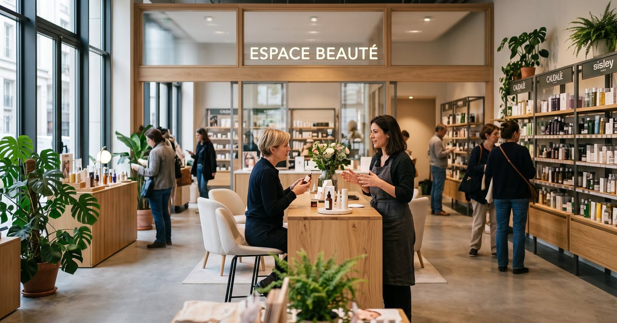 Espace beauté aménagé à domicile avec miroir, produits cosmétiques et éclairage naturel