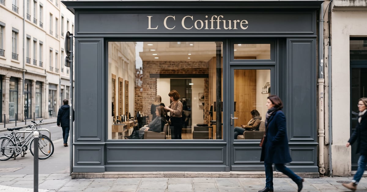 Salon LC Coiffure moderne avec coiffeuse professionnelle et client